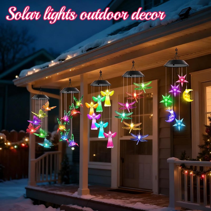 Winzwon Christmas White Elephant Gifts for Women Grandma Wife Sister, Solar Lights Outdoor Wind Chimes for Outside Garden Yard Patio Porch Decor Hanging Rose Decorations, Mothers Day Mom Gift - Image 5